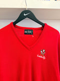 Vintage University of Louisville Cardinals Embroidered Red V-Neck Sweater Sz L Made in USA