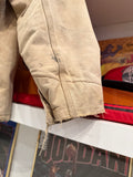 Vintage Carhartt Tan Workwear Duck Canvas Blanket Lined Chore Jacket Coat with Corduroy Collar Sz L