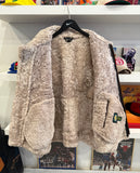 Vintage Cabela’s Brown Shearling Sheepskin Leather Bomber Aviator Jacket Sz L