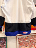NWT Vintage CCM White Black Royal Blue Hockey Jersey Sz S Made in Canada