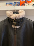 Vintage Cabela’s Brown Shearling Sheepskin Leather Bomber Aviator Jacket Sz L
