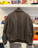 Vintage N.Y.D.A Brown Leather Bomber Jacket Sz L