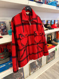 Vintage 1950s Foremost for the Sportsman Penney Red and Black Plaid Wool Zip Up Jacket Sz L
