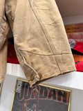 Vintage Carhartt Tan Workwear Duck Canvas Blanket Lined Chore Jacket Coat with Corduroy Collar Sz XL