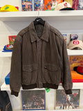Vintage N.Y.D.A Brown Leather Bomber Jacket Sz L