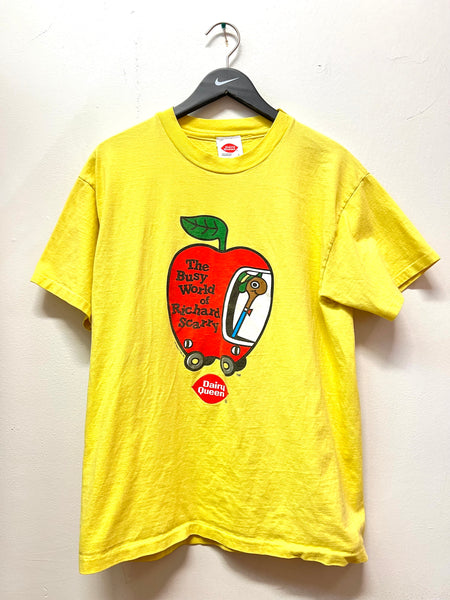 Vintage The Busy World Of Richard Scarry Lowly Worm Apple Car Dairy Queen T-Shirt Sz L