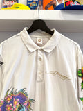 Vintage Y2K Ed Hardy Christian Audigier Skull Front & Back Graphics Long Sleeve Polo Shirt Sz L