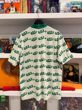 Wang Golf All Over Print Green & White Terry Cloth Polo Shirt Sz L Tyler the Creator