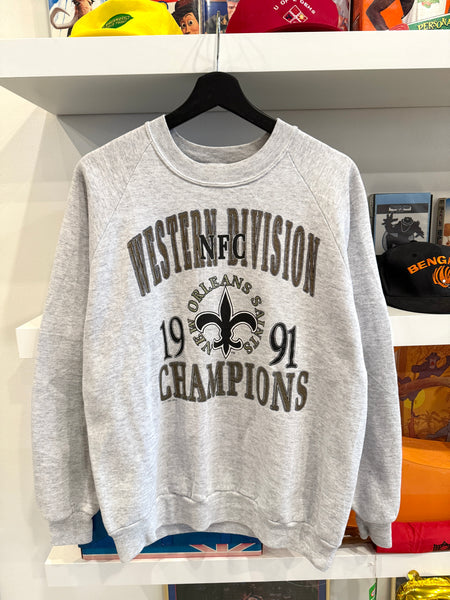 Vintage New Orleans Saints 1991 NFC Western Division Champions Sweatshirt Sz M Made in USA