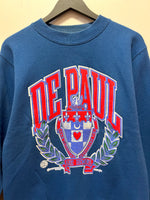 Vintage 1989 DePaul University Sweatshirt Front & Back Graphics Sz M