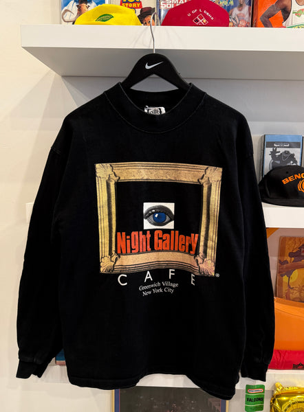 Vintage 90s Night Gallery Cafe Greenwich Village New York City For Connoisseurs of the Macabre Long Sleeve T-Shirt Sz L