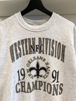 Vintage New Orleans Saints 1991 NFC Western Division Champions Sweatshirt Sz M Made in USA