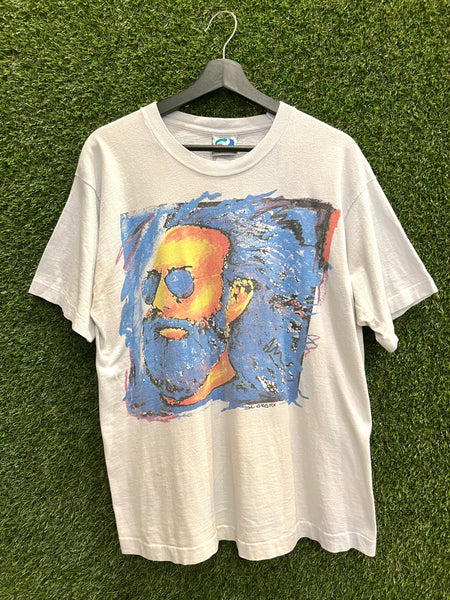 Vintage 1995 Jerry Garcia Desert Face Memorial Liquid Blue T-Shirt Vintage 1995 Jerry Garcia Desert Face Memorial Liquid Blue T-Shirt