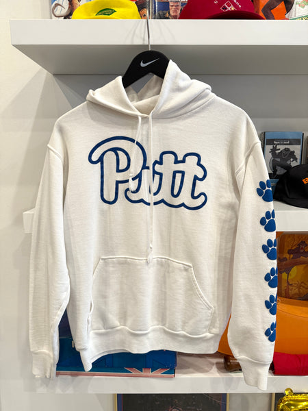 Vintage Pitt University of Pittsburgh Panthers White Hoodie Sz M Made in USA