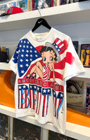 Vintage 1995 Betty Boop American Classic Flag Freeze Screen Stars T-Shirt Sz L