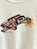 Vintage 1986 Eagle Fish Northwest Earth Tribal Art Sweatshirt Sz L Made in USA
