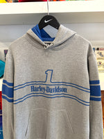 Harley- Davidson Gray with Blue Lines Hoodie Sz M