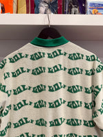 Wang Golf All Over Print Green & White Terry Cloth Polo Shirt Sz L Tyler the Creator