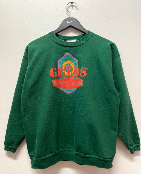 Vintage Guess World Design Sweatshirt Sz M