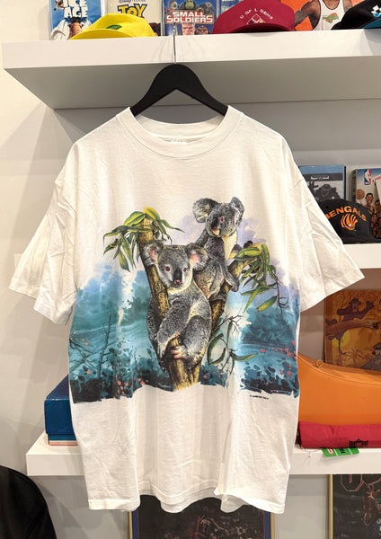 Vintage Koalas Eucalyptus Trees Front & Back Large Graphics T-Shirt Sz XL Made in USA