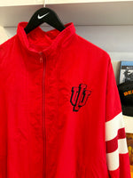 Vintage IU indiana University Lined Windbreaker Jacket with Knit Striped Trim Sz L/XL