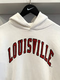 Vintage University of Louisville Russell Athletic White Hoodie Sz L Made in USA
