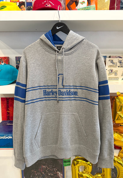 Harley- Davidson Gray with Blue Lines Hoodie Sz M
