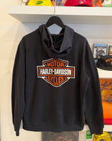 Harley-Davidson Black Zip Up Hoodie Sz L Front & Back Graphics