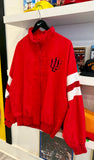 Vintage IU indiana University Lined Windbreaker Jacket with Knit Striped Trim Sz L/XL