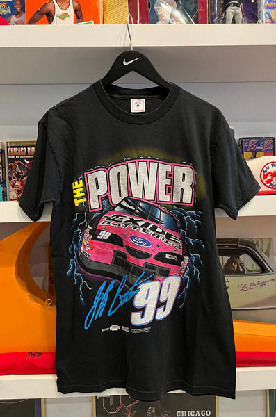 Vintage Jeff Burton The Power Roush Racing NASCAR T-Shirt Sz M Front & Back Graphics Made in USA