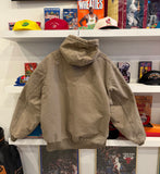 Vintage Carhartt Mushroom Duck Canvas Quilted Lined Jacket with Hood Sz XL