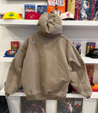 Vintage Carhartt Mushroom Duck Canvas Quilted Lined Jacket with Hood Sz XL
