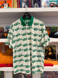 Wang Golf All Over Print Green & White Terry Cloth Polo Shirt Sz L Tyler the Creator