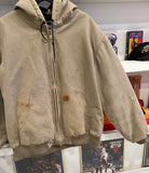 Vintage Carhartt Mushroom Duck Canvas Quilted Lined Jacket with Hood Sz XL
