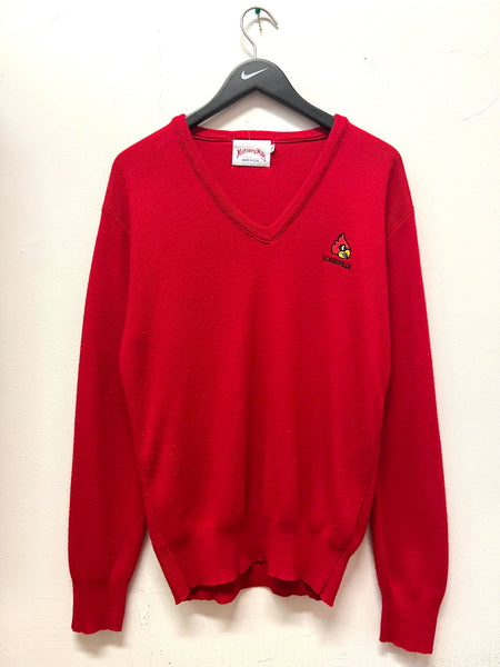 Vintage University of Louisville Cardinals Nutmeg Mills V Neck Sweater Sz L