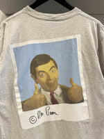 Vintage 1997 Mr Bean Guess Who? Polaroid British TV Show T-Shirt Sz M/L Front & Back Graphics