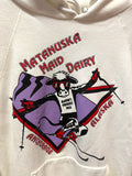 Vintage Matanuska Maid Dairy Anchorage Alaska Cow Skying Hoodie Sz M