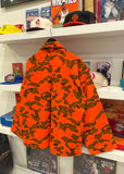 NWT Vintage Trebark Orange Camo Button Down Hunting Jacket Size XL Made in USA
