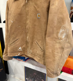 Vintage Carhartt Youth Detroit Brown Red Quilt Lined Insulated Jacket Sz Youth 20 Made in USA