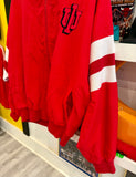 Vintage IU indiana University Lined Windbreaker Jacket with Knit Striped Trim Sz L/XL
