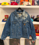 Vintage Carhartt Acid Wash Denim Trucker Jacket Sz XXL