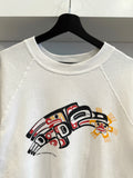 Vintage 1986 Eagle Fish Northwest Earth Tribal Art Sweatshirt Sz L Made in USA