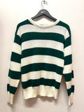 Vintage Green & Off White Striped Sweater Sz M