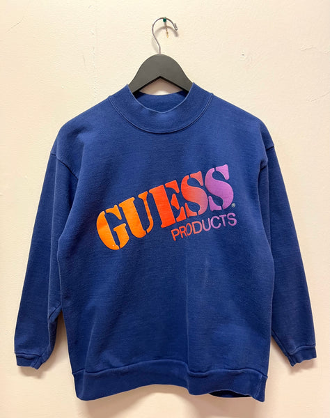 Vintage Guess by George Marciano Mock Neck Blue Sweatshirt Sz M