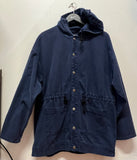 Vintage Made in USA Billy Blues Navy Blue Cotton Twill Parka Jacket with Hood Sz M