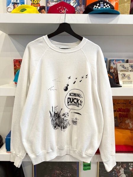 Vintage Hunter Dog Incoming Duck! Funny Humor Sweatshirt Sz XL Made in USA