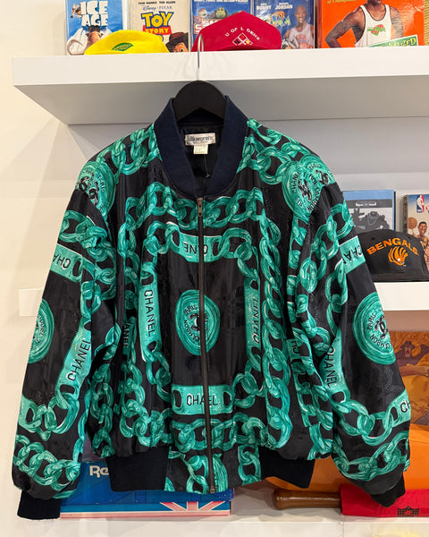 Vintage Chanel Bomber Satin Jacket Sz L