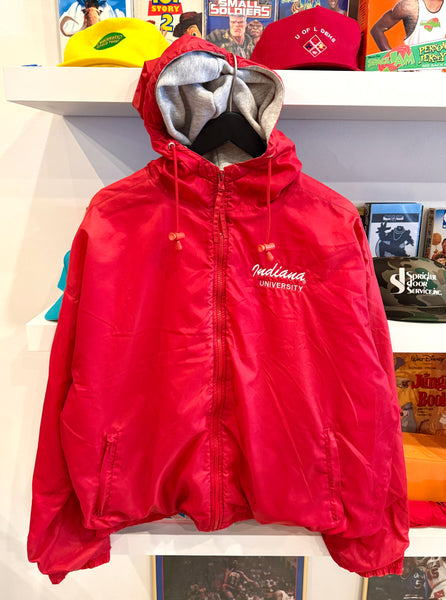 Vintage IU Indiana University Hooded Lined Windbreaker Jacket Sz XL