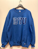 Vintage BYU Bringham Young University Cougars Varsity Letters Embroidered Sweatshirt Sz XXL