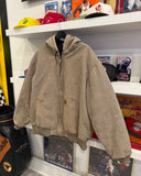 Vintage Carhartt Mushroom Duck Canvas Quilted Lined Jacket with Hood Sz XL
